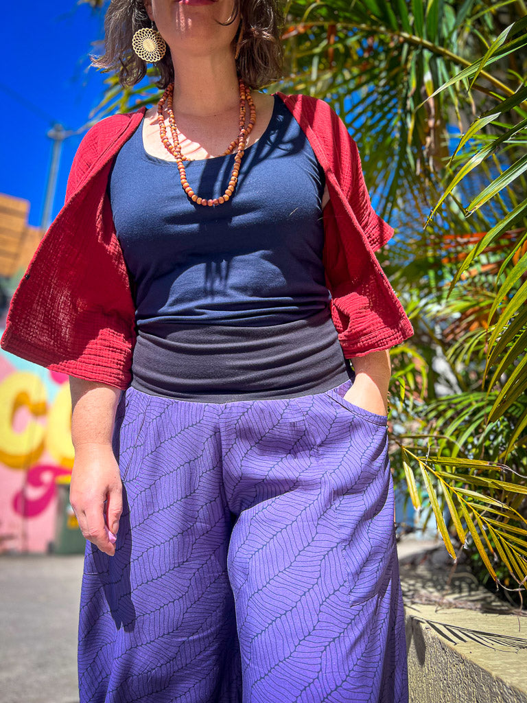 Glide Pants - Purple Wave Bamboo (size 16)