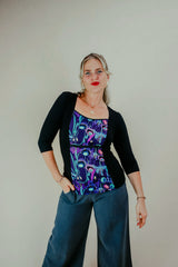 Windowpane Top 3/4 Sleeve - Metamorphosis