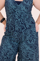Pull On Stretch Jumpsuit - Kelp Garden