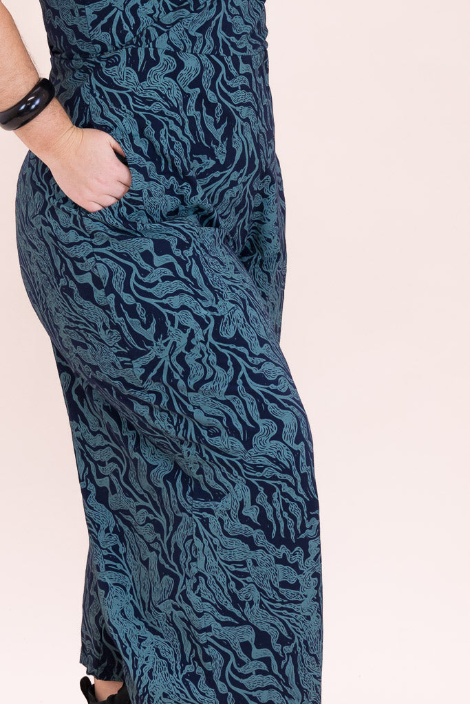 Pull On Stretch Jumpsuit - Kelp Garden