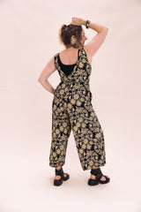 Pull On Stretch Jumpsuit - Straw Flannel Flower