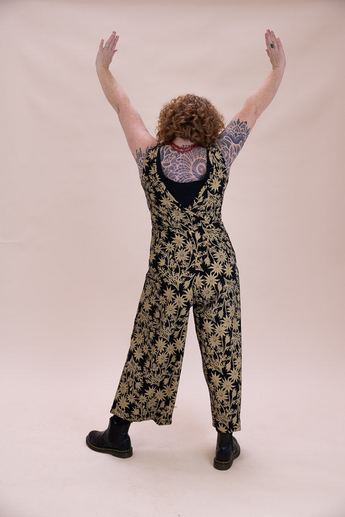 Pull On Stretch Jumpsuit - Straw Flannel Flower