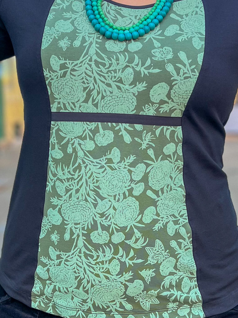 Windowpane Top 3/4 Sleeve - Marigold Connection