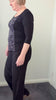 Windowpane Top 3/4 Sleeve - Nightwalk Dark