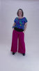 Hot Rose Linen Viscose Wide-Leg Sidewalk Pants
