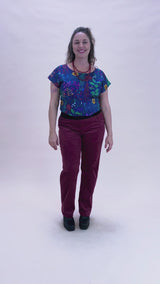 Raspberry Stretch Corduroy Wanderer Pants - Ethical Everyday Comfort