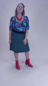 Women’s A-Line Stretch Corduroy Skirt – Smoke Gahnia