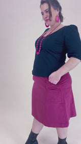 Women’s A-Line Stretch Corduroy Skirt – Raspberry Gahnia