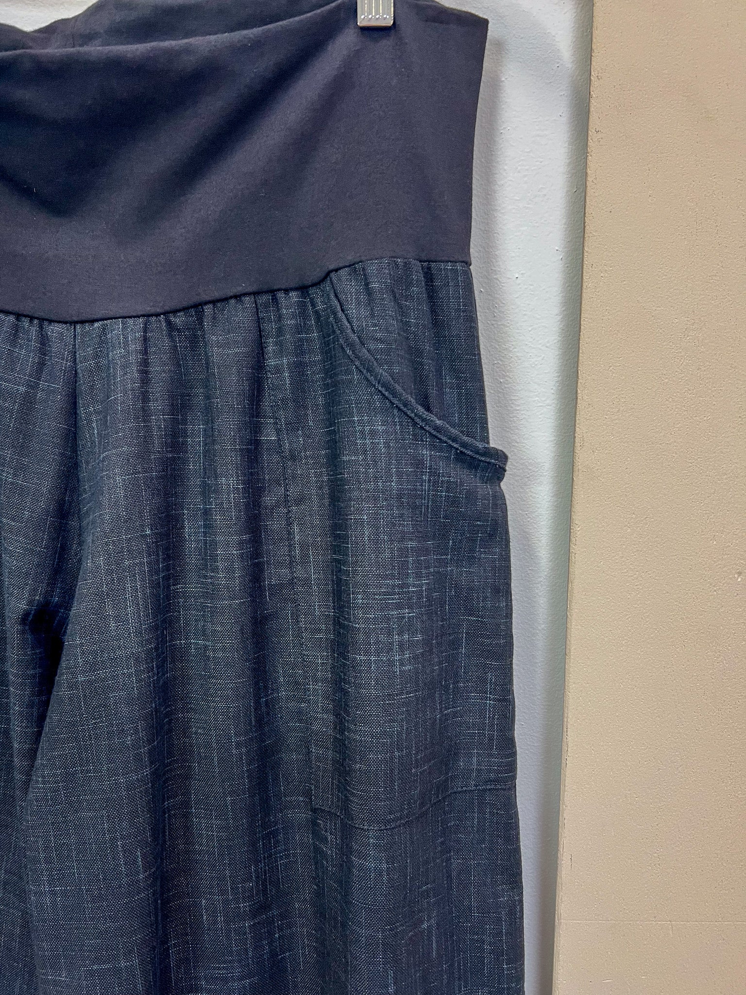 Black Japanese Cotton Wide-Leg Sidewalk Pants