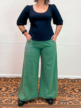 Spearmint Linen Viscose Wide-Leg Sidewalk Pants