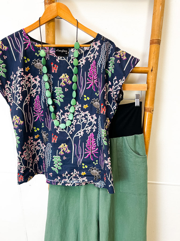 Boxy Cotton Breeze Top – Botanist Print