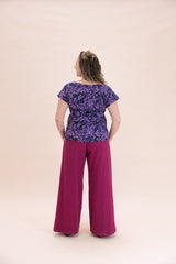 Hot Rose Linen Viscose Wide-Leg Sidewalk Pants