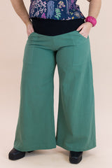 Spearmint Linen Viscose Wide-Leg Sidewalk Pants