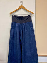 Deep Navy Japanese Cotton Wide-Leg Sidewalk Pants