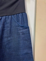 Deep Navy Japanese Cotton Wide-Leg Sidewalk Pants