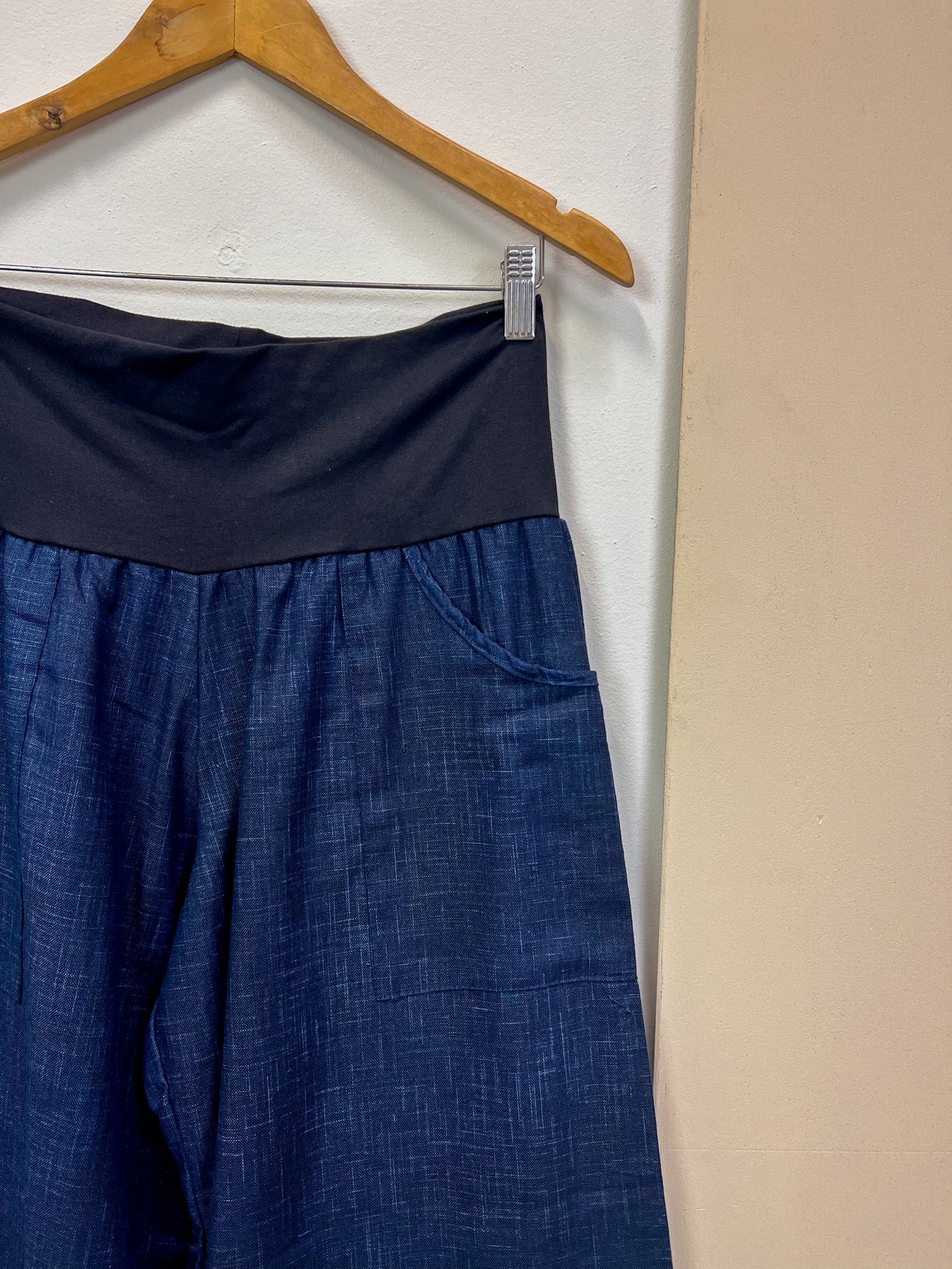 Deep Navy Japanese Cotton Wide-Leg Sidewalk Pants