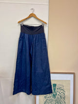 Deep Navy Japanese Cotton Wide-Leg Sidewalk Pants