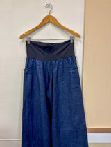 Deep Navy Japanese Cotton Wide-Leg Sidewalk Pants