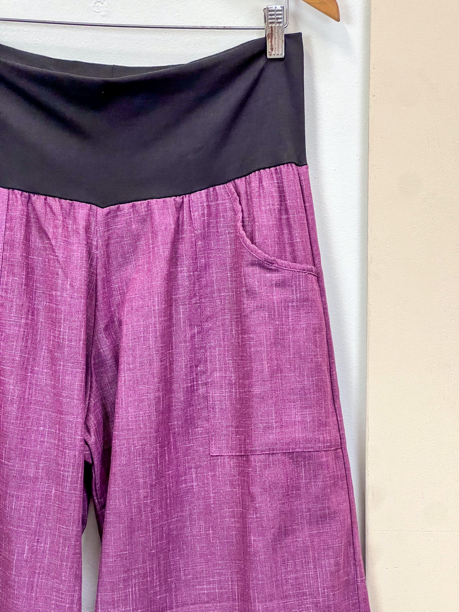 Purple Japanese Cotton Wide-Leg Sidewalk Pants