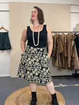 Swing Skirt – Straw Flannel Flower