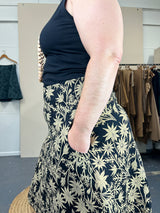 Swing Skirt – Straw Flannel Flower