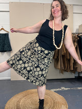 Swing Skirt – Straw Flannel Flower