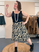 Swing Skirt – Straw Flannel Flower