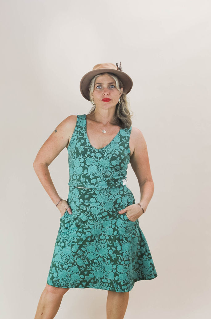 4-Way Reversible Organic Cotton Crop Top – Marigold Connection Print