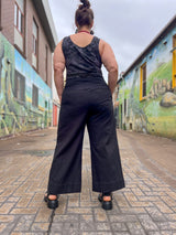 Black Linen-Cotton Cropped Verge Pants