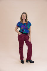 Women's Raspberry Stretch Corduroy Wanderer Pants - Ethical Everyday Comfort