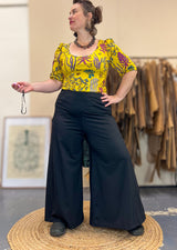 Wide Leg Pants Black - Stretch Organic Cotton