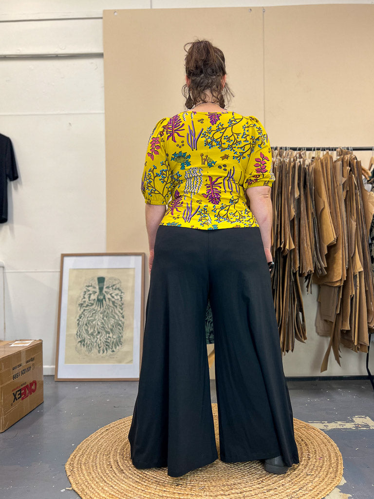 Wide Leg Pants Black - Stretch Organic Cotton