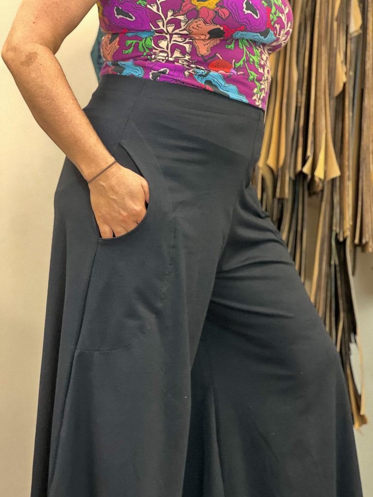 Wide Leg Pants Black - Stretch Organic Cotton