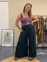 Wide Leg Pants Black - Stretch Organic Cotton