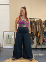 Wide Leg Pants Black - Stretch Organic Cotton