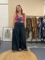 Wide Leg Pants Black - Stretch Organic Cotton