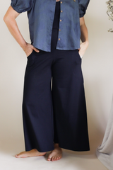 Organic Stretch Wide Leg Pants - Black