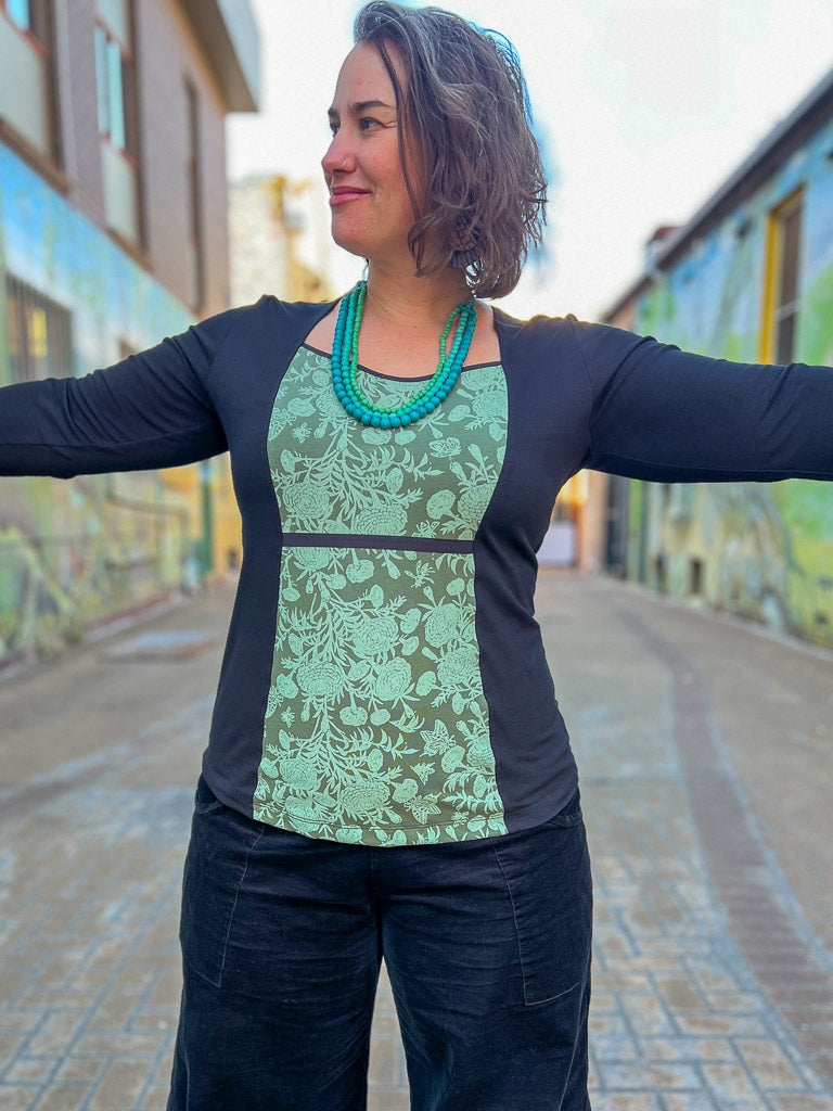 Windowpane Top 3/4 Sleeve - Marigold Connection