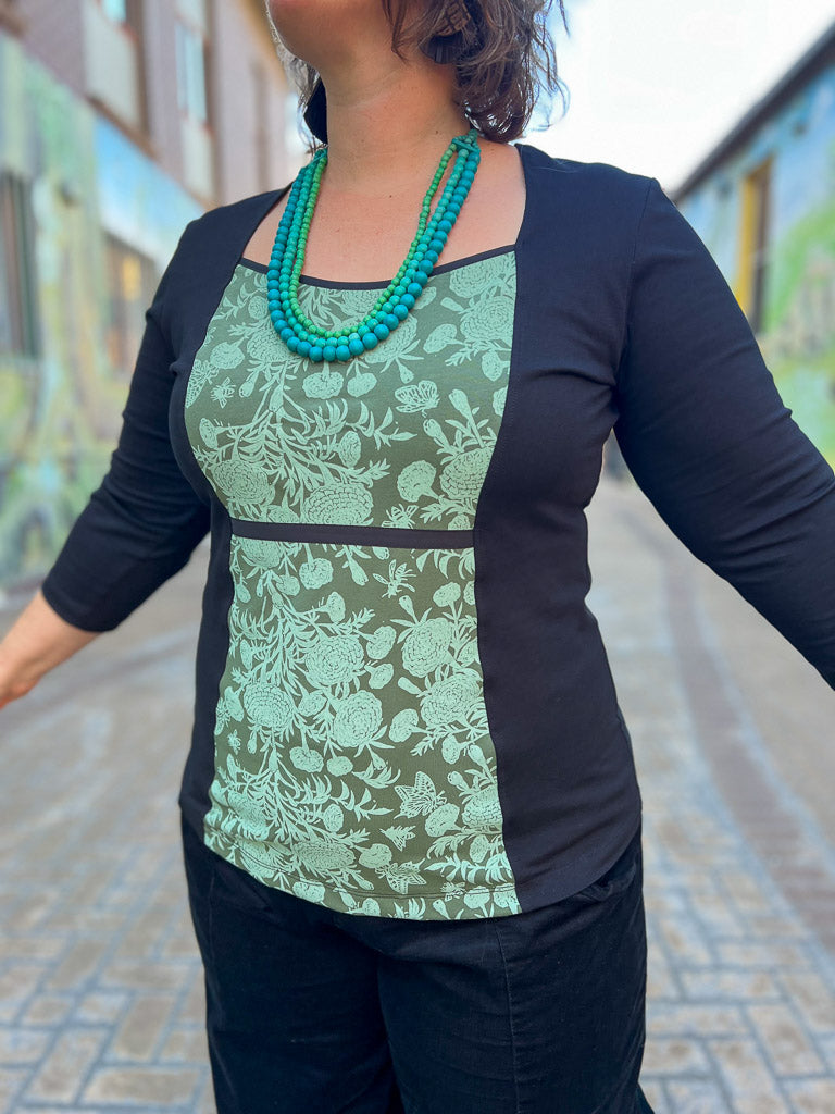 Windowpane Top 3/4 Sleeve - Marigold Connection