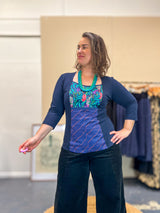 Windowpane Top Stretch Cotton - The Thick Of It Jewel