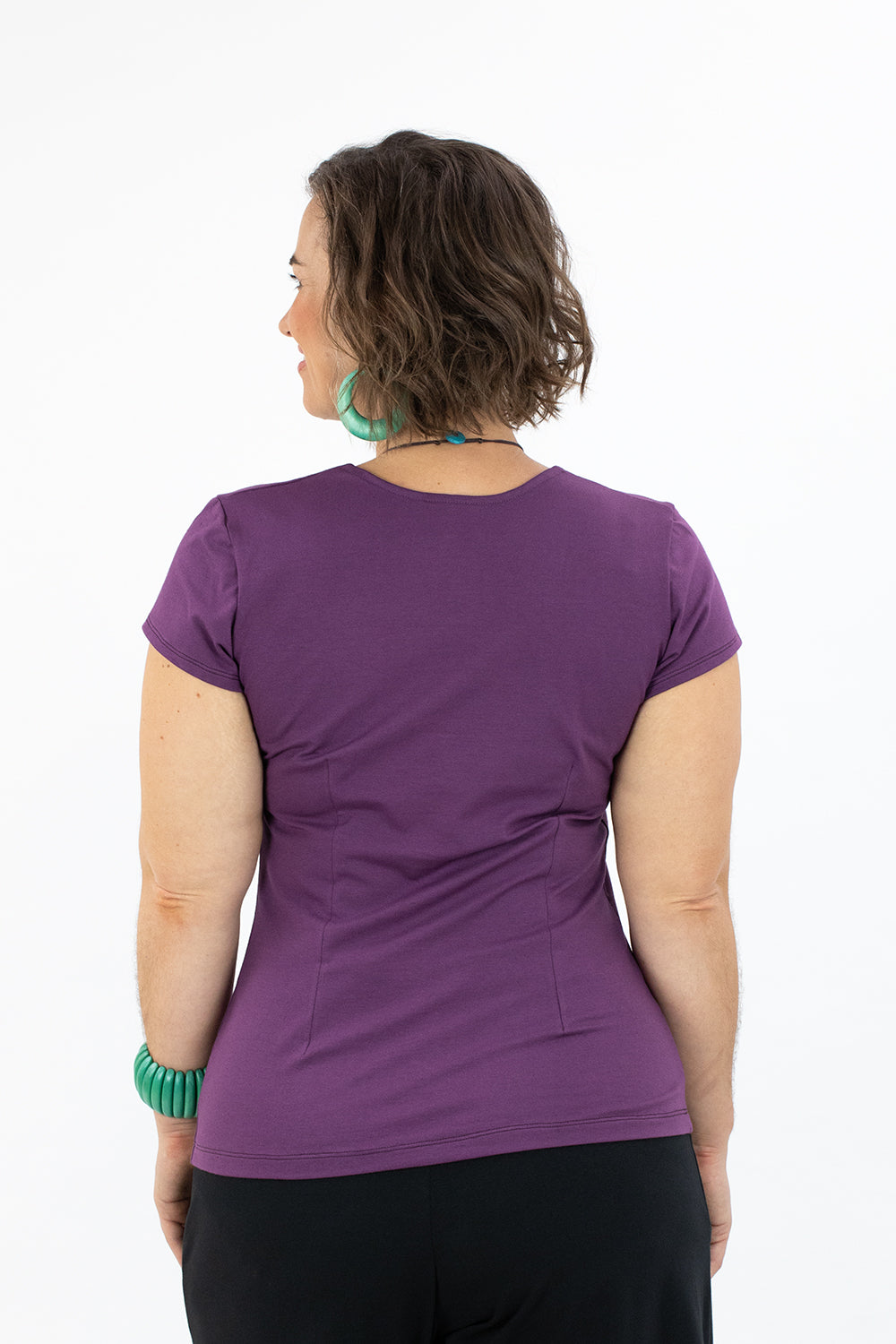 Windowpane Top 3/4 Sleeve size 12 - Amethyst Metamorphosis