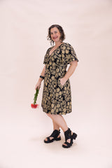 Stretch Wrap Dress - Straw Flannel Flower