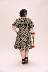Stretch Wrap Dress - Straw Flannel Flower