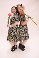 Stretch Wrap Dress - Straw Flannel Flower